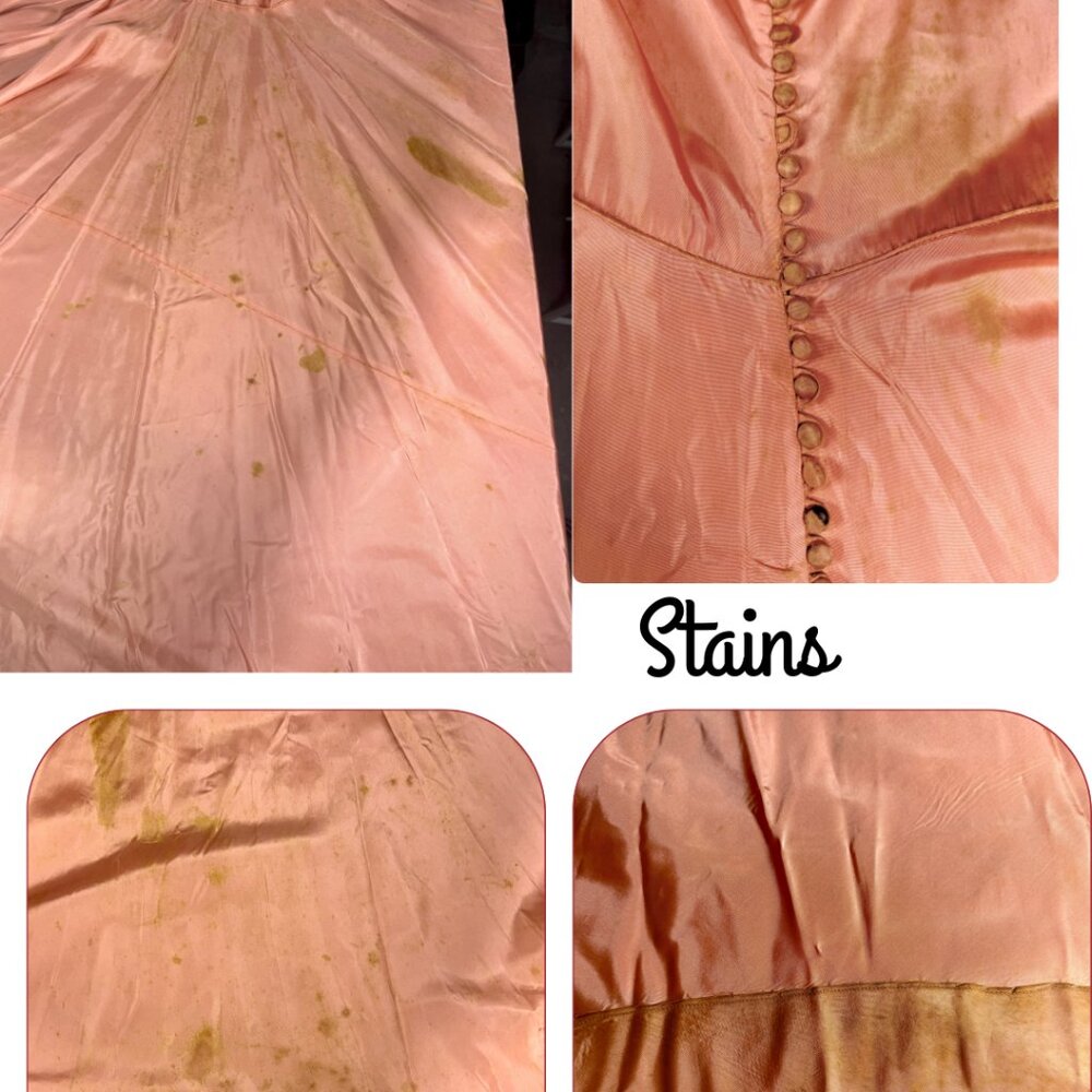 Vintage 1930s Wounded Bird Peach Ruffled Off Shoulder Gown Size S - Picture 6 of 8